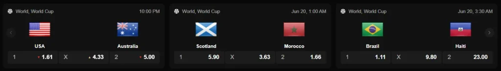 Matches at Sports Betting Page