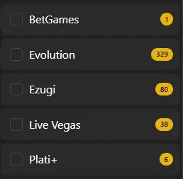 Wolf.io Casino Live Providers